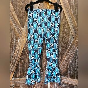 NWT Blue and Black Western Squash Blossom Flared Pants